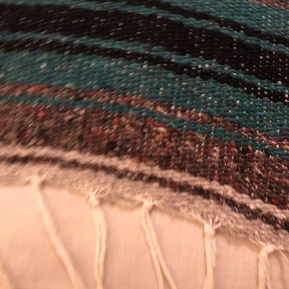 EARTH RAGZ Indian Blue Black ￼White Metallic Southwestern Throw Blanket 48”x 68” - Picture 5 of 8